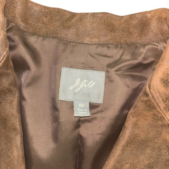 J. Jill Chocolate Brown 100% Leather Blazer Jacket Women’s XS Western Preppy - Picture 5 of 13